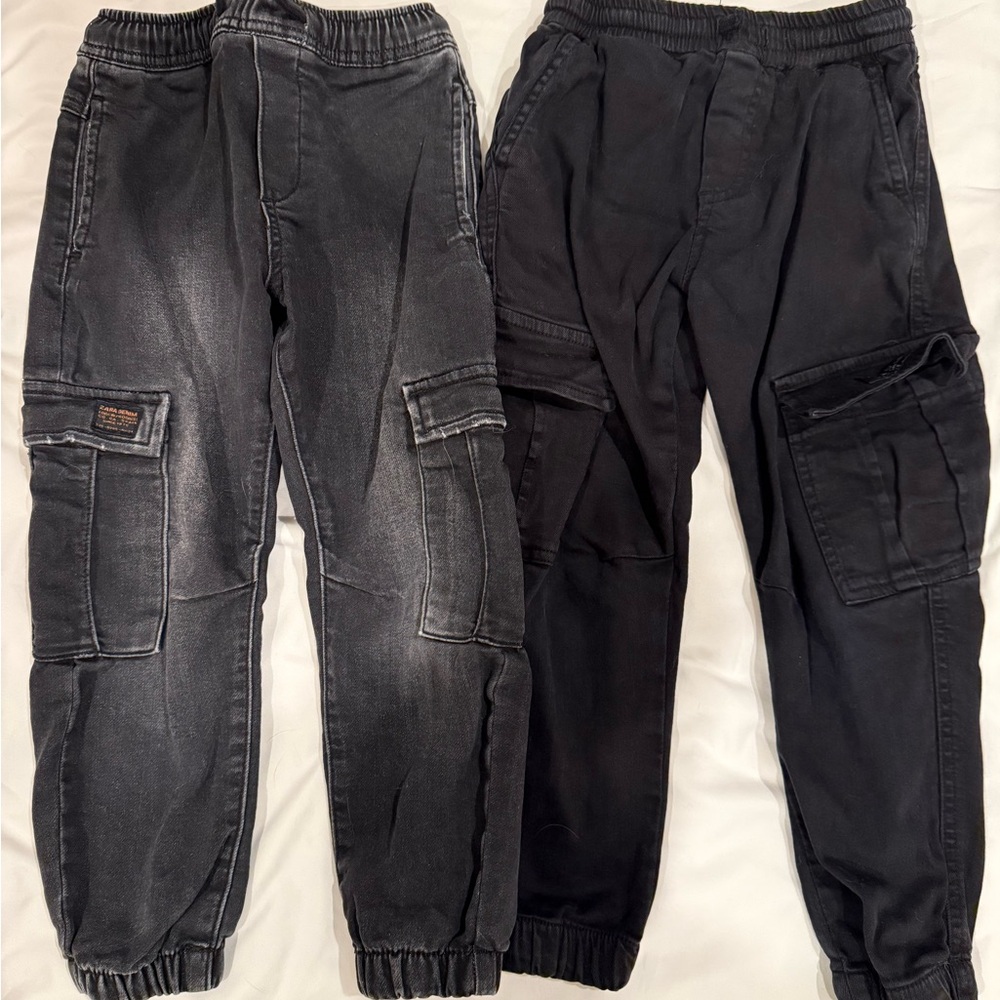 Zara Black Cargo Jogger Pants, 2 Pair